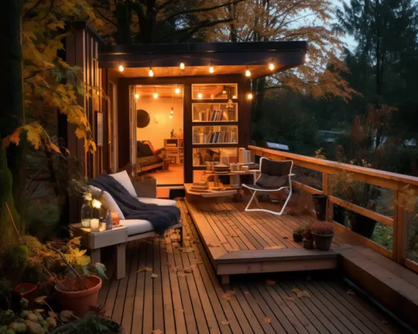 A deck in a 200 sq ft small house