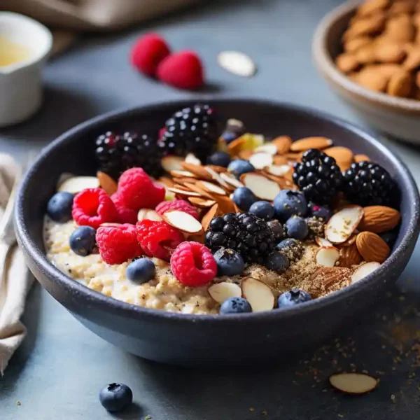 Quinoa Breakfast Bowl with Berries and Almonds