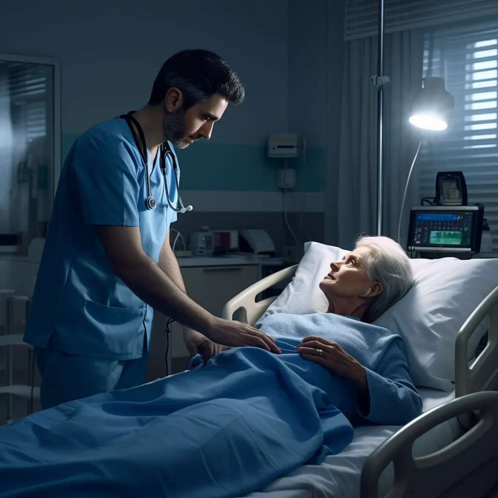 A male nurse taking care of a patient