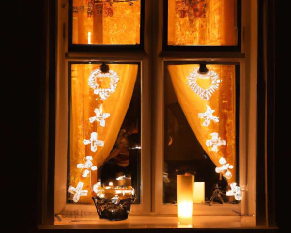 Window decoration with LED and candles