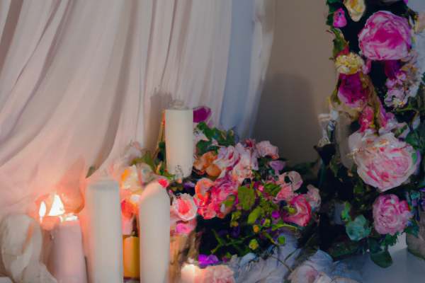 Room decoration with flower and candles