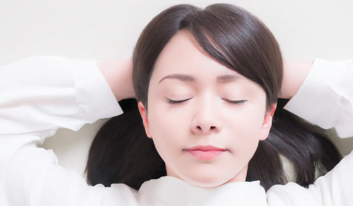 A woman doing sleep meditation