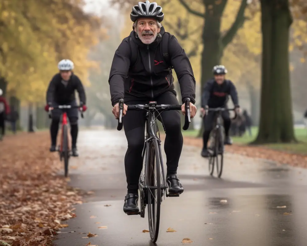 A group of men cycling on Hyde Park