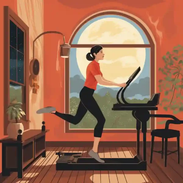 A woman running on treadmill