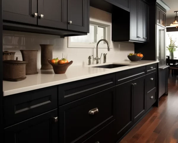 Black Shaker Style Cabinets in kitchen